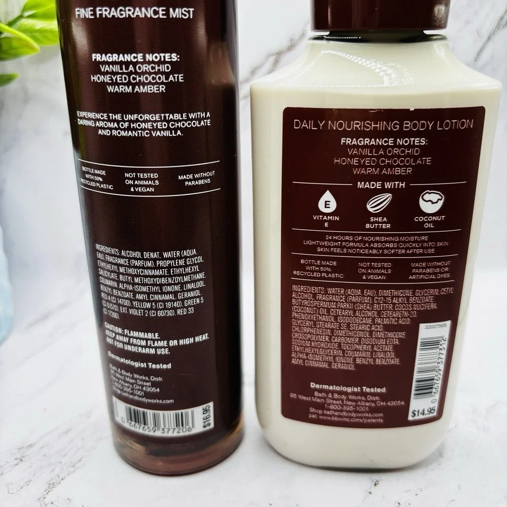 Bath & Body Works CHOCOLATE AMBER Body Mist & Lotion 2PC Set
